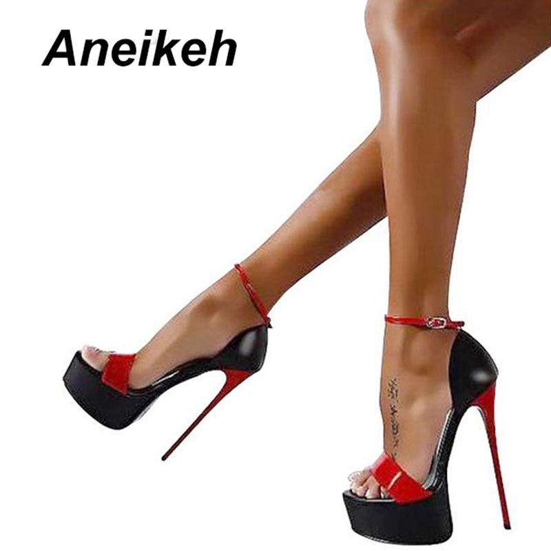Women'S Shoes Big Feet - Aneikeh 2026 Fashion Peep Toe High-heeled