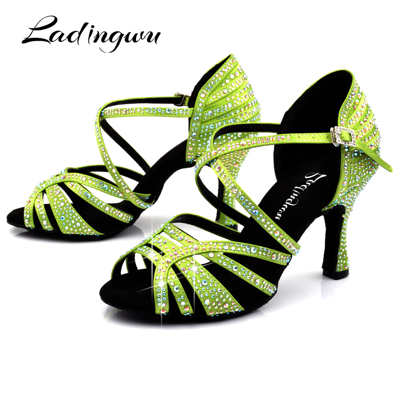 Women'S Shoes Z - Ladingwu Light Green Satin Latin Dance