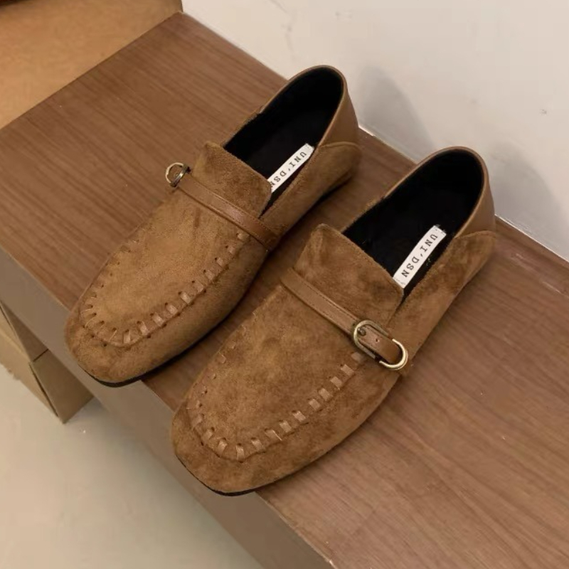 Women Shoes Brands - Elegant Suede Square Toe Flat Shoes
