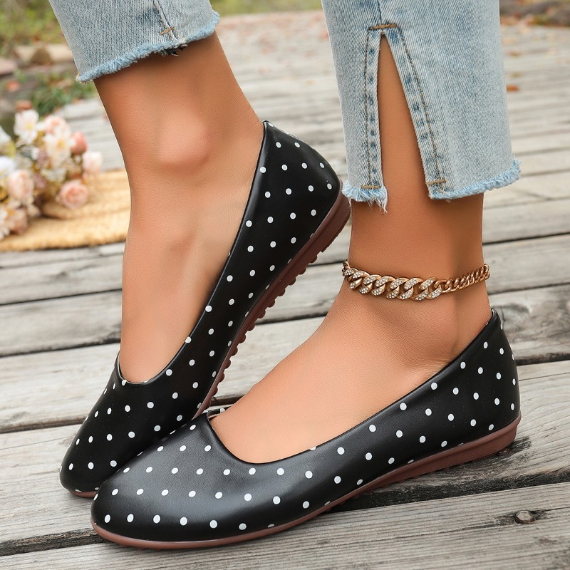 Ladies White Polka Dot Flats R - Women Shoes Wedges ulasan dan harga