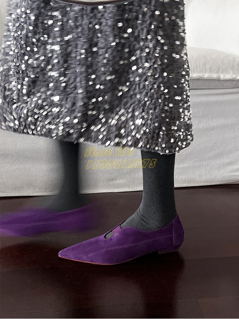 Purple Suede Pointy Toe Pumps  - Women Shoes For Winter ulasan dan harga