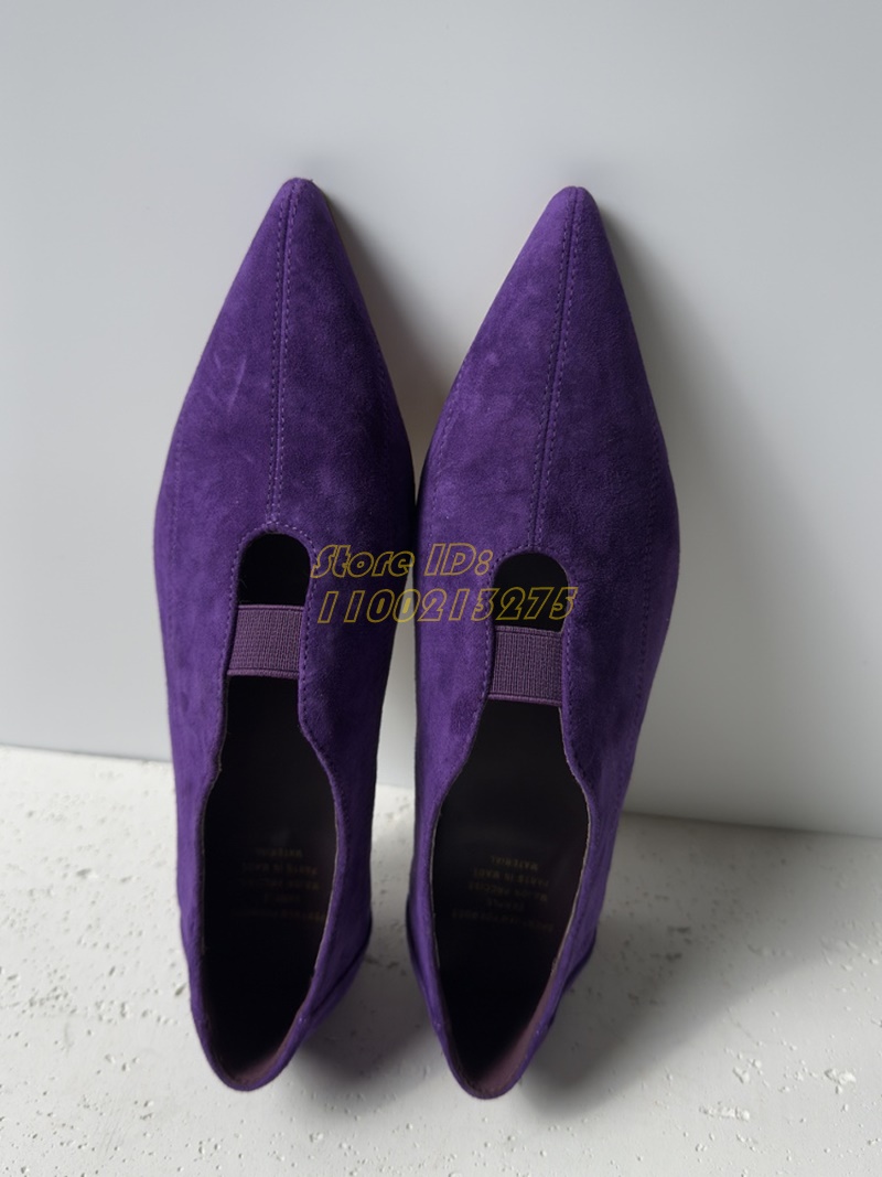 Purple Suede Pointy Toe Pumps  - Women Shoes For Winter ulasan dan harga