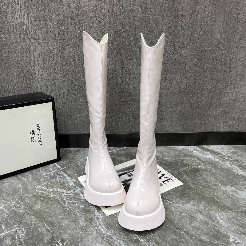 Women's New Simple Solid Color - High Knee Heel Boots ulasan dan harga