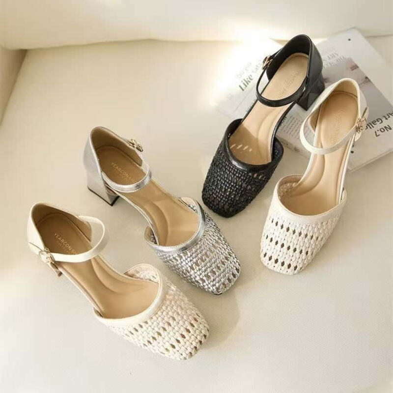 Fashion Woven Hollow Chunky Ro - Women Shoes Brands ulasan dan harga