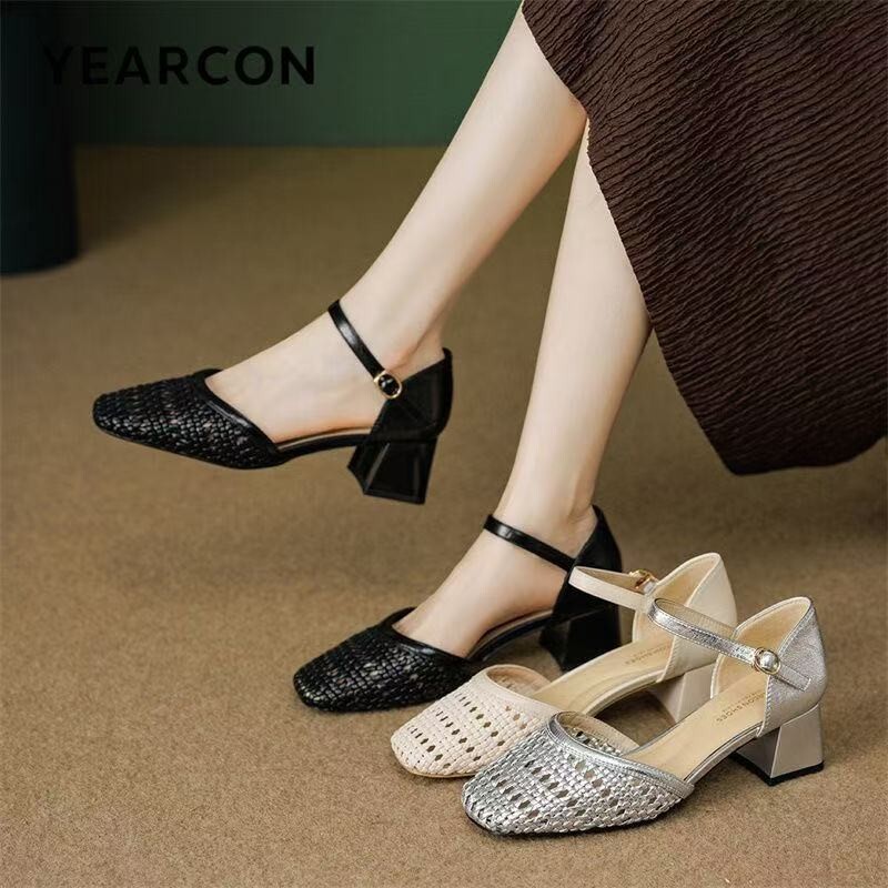 Fashion Woven Hollow Chunky Ro - Women Shoes Brands ulasan dan harga