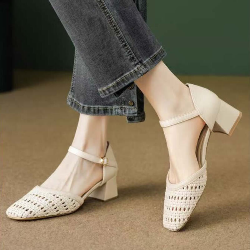 Fashion Woven Hollow Chunky Ro - Women Shoes Brands ulasan dan harga