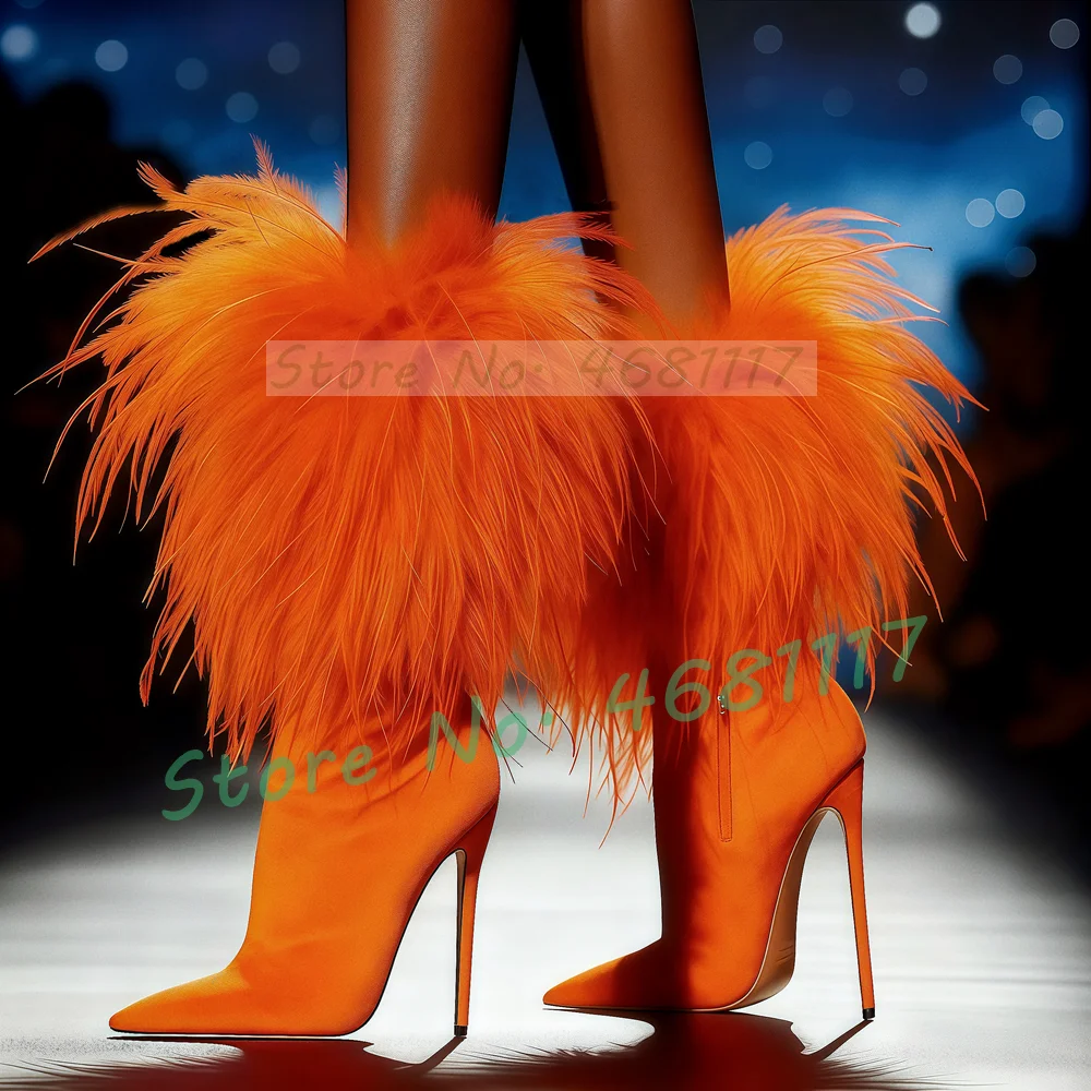 Fluffy Fur Velvet Stretch Mid  - Women'S Shoes Big Feet ulasan dan harga