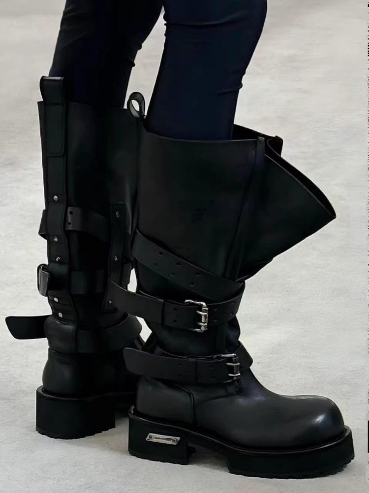Belt Buckle Black Leather Moto - Women'S Shoes Paris ulasan dan harga