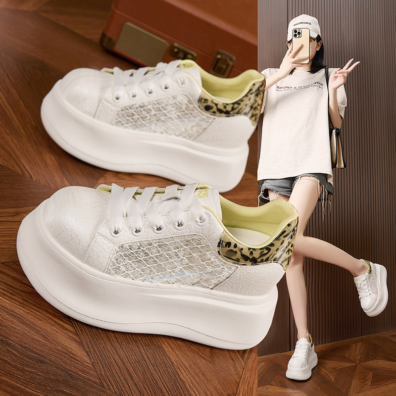 Thick-soled White Shoes for Wo - Mesh Sneaker Women ulasan dan harga