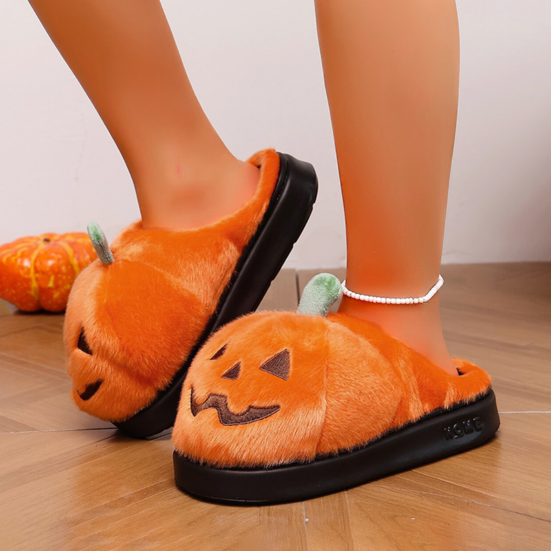 Halloween 3D Pumpkin Plush Sli - Women Shoes For Winter ulasan dan harga