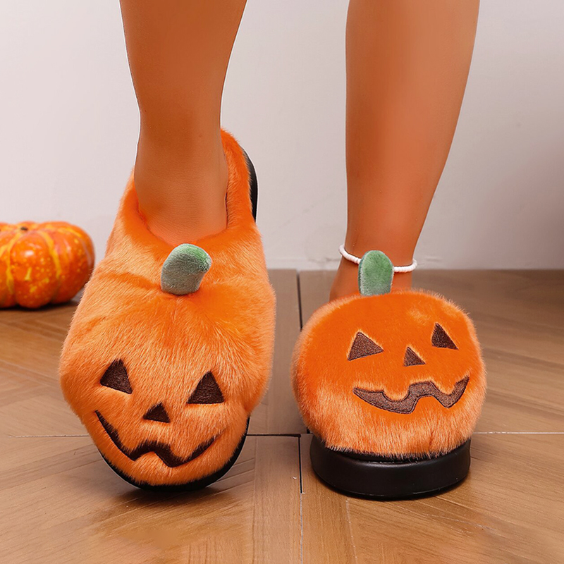 Halloween 3D Pumpkin Plush Sli - Women Shoes For Winter ulasan dan harga