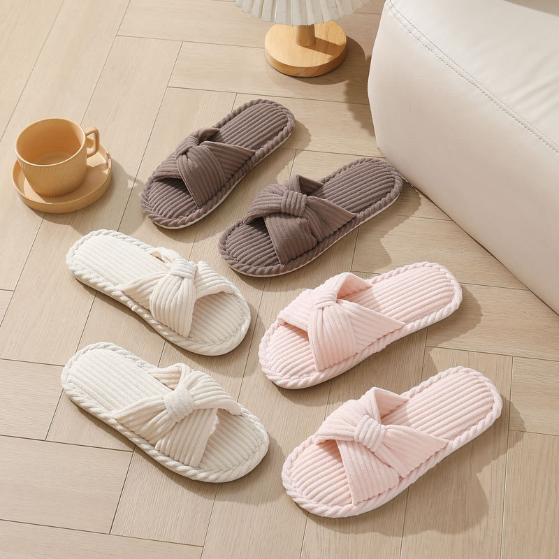 Corduroy Cross Strap Home Slip - Women Shoes For Winter ulasan dan harga
